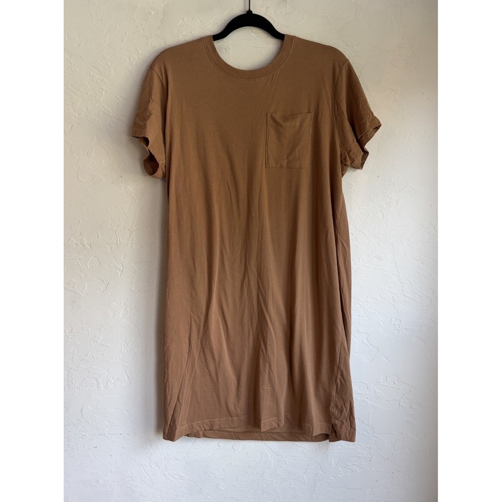 Pact Soft Spun Tshirt Dress L Brown Sugar 100% Organic Cotton Minimalist Casual